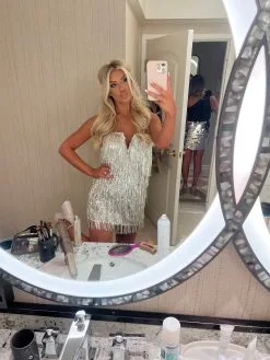 Sequin Fringe Mini Dress-Nude/Silver -thesethreeboutique Sales Shop 49F82098 ACB5 4C06 9C95 C9E9E31BEDD5