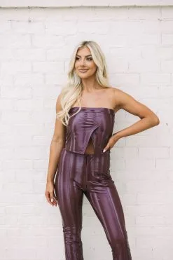 Leather Pants Set- Wine -thesethreeboutique Sales Shop 6G9A2500