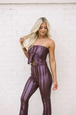 Leather Pants Set- Wine -thesethreeboutique Sales Shop 6G9A2505