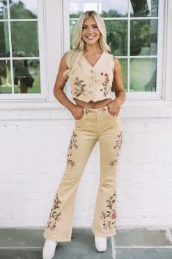 Corduroy Embroidered Vest Top -thesethreeboutique Sales Shop 6G9A2547