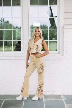 Corduroy Embroidered Vest Top -thesethreeboutique Sales Shop 6G9A2552