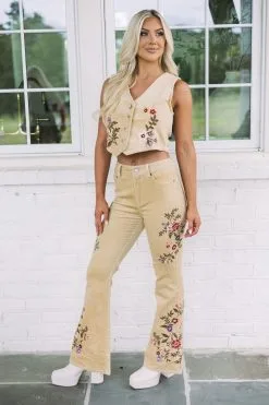 Corduroy Embroidered Vest Top -thesethreeboutique Sales Shop 6G9A2553