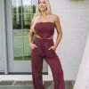 Asher Wide Leg Sweatpants- Burgundy