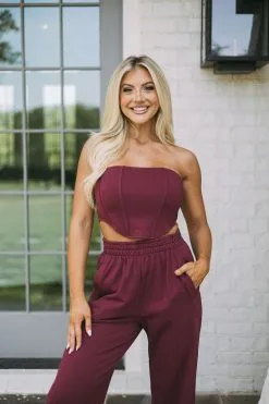 Asher Corset Knit Top- Burgundy 23 Asher Corset Knit Top- Burgundy -thesethreeboutique Sales Shop 6G9A6790