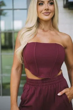 Asher Corset Knit Top- Burgundy 19 Asher Corset Knit Top- Burgundy -thesethreeboutique Sales Shop 6G9A6793