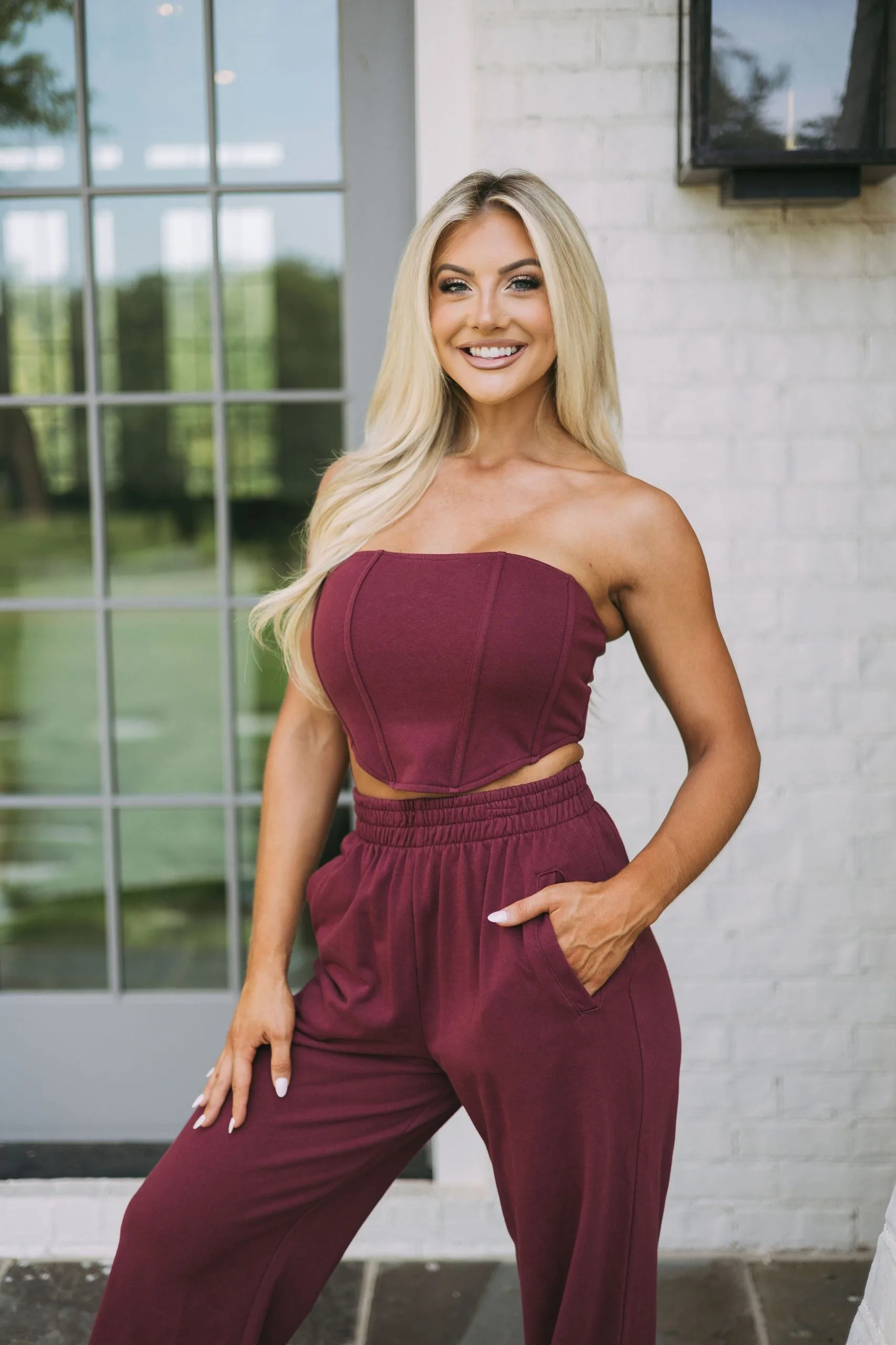 Asher Corset Knit Top- Burgundy 3 Asher Corset Knit Top- Burgundy