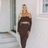 Ribbed Midi Skirt Set-Brown -thesethreeboutique Sales Shop 6G9A7066