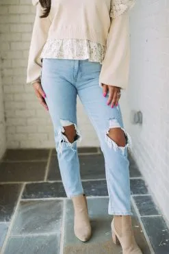 Busted Knee Straight Jeans