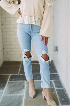 Busted Knee Straight Jeans -thesethreeboutique Sales Shop 6G9A7583