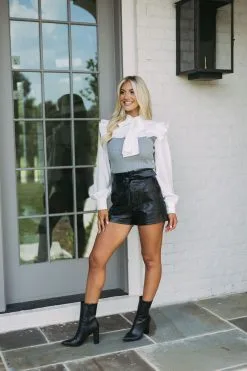 Contrasted Tie Sweater Top -thesethreeboutique Sales Shop 6G9A7696