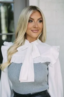 Contrasted Tie Sweater Top -thesethreeboutique Sales Shop 6G9A7698