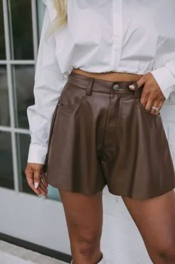 Kinsley High Rise Shorts- Brown