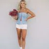 Denim Lace Up Halter Top