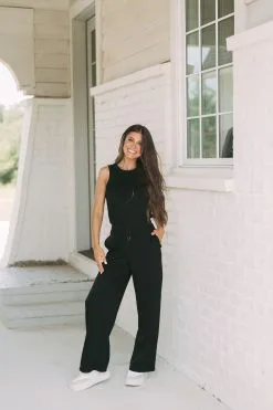 Drawstring Waist Athleisure Jumpsuit- Black -thesethreeboutique Sales Shop DSC 0111 8c87d1d3 e7c0 48c6 8497 82e8a77d03ec