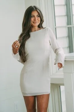 Rhinestone Cowl Back Dress- Champagne -thesethreeboutique Sales Shop DSC 0189