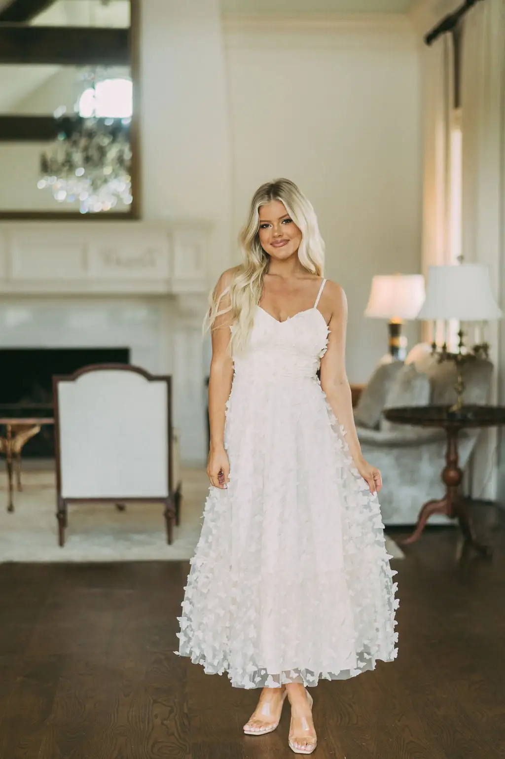 Butterfly Mesh Maxi Dress-Cream 3 Butterfly Mesh Maxi Dress-Cream