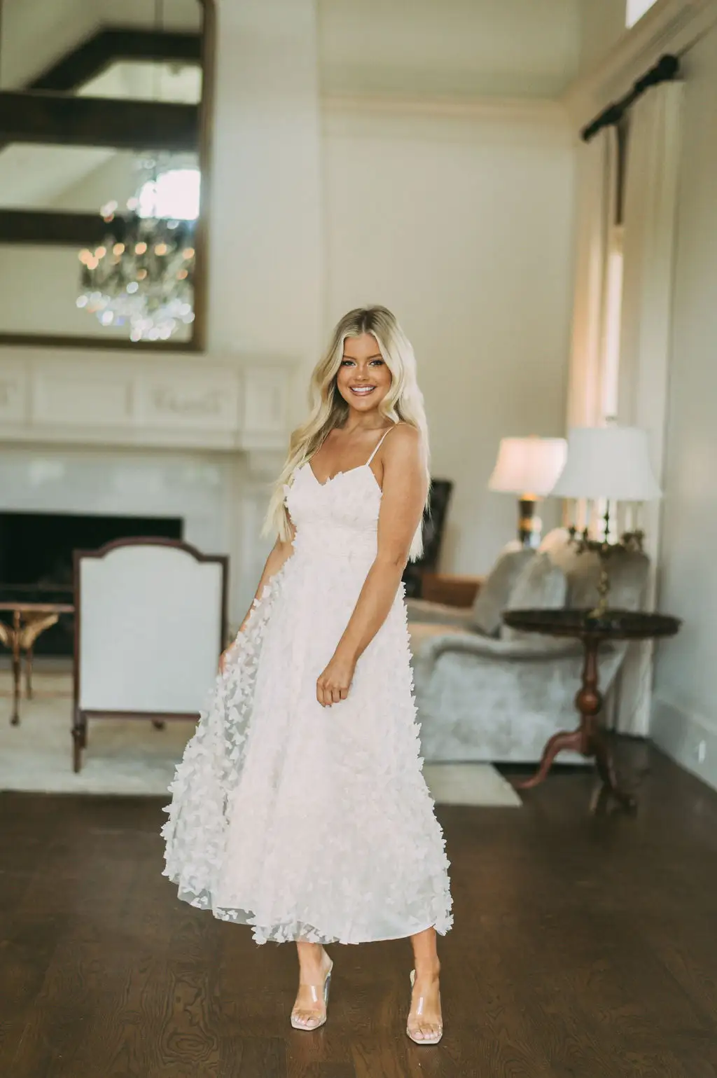 Butterfly Mesh Maxi Dress-Cream 5 Butterfly Mesh Maxi Dress-Cream - Image 3