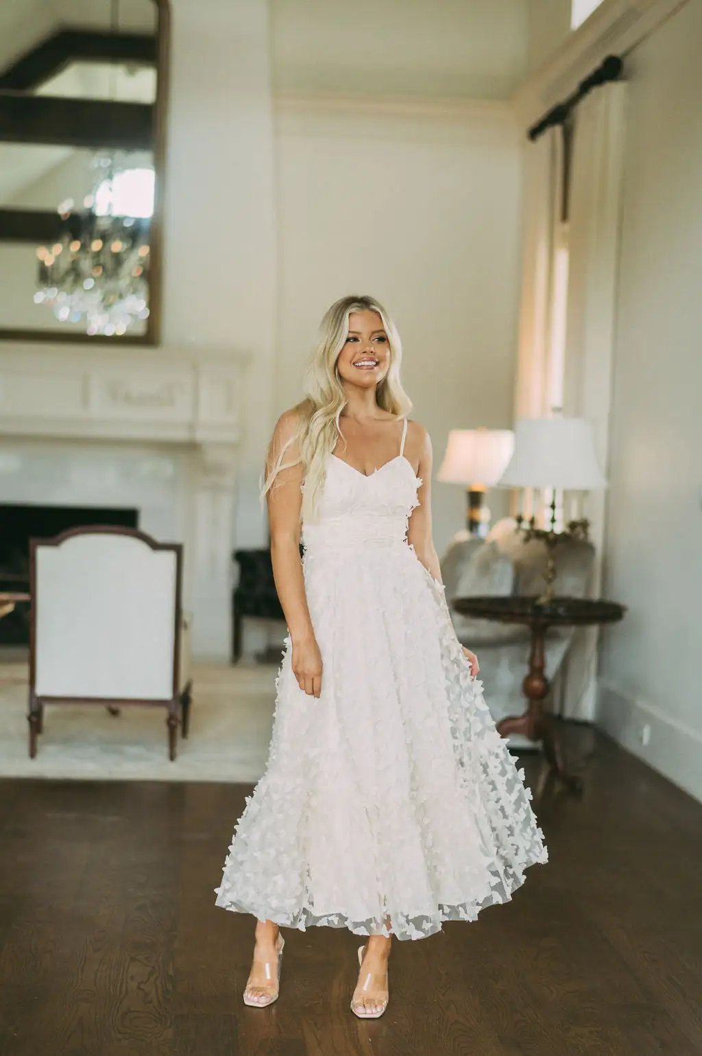 Butterfly Mesh Maxi Dress-Cream 6 Butterfly Mesh Maxi Dress-Cream - Image 4