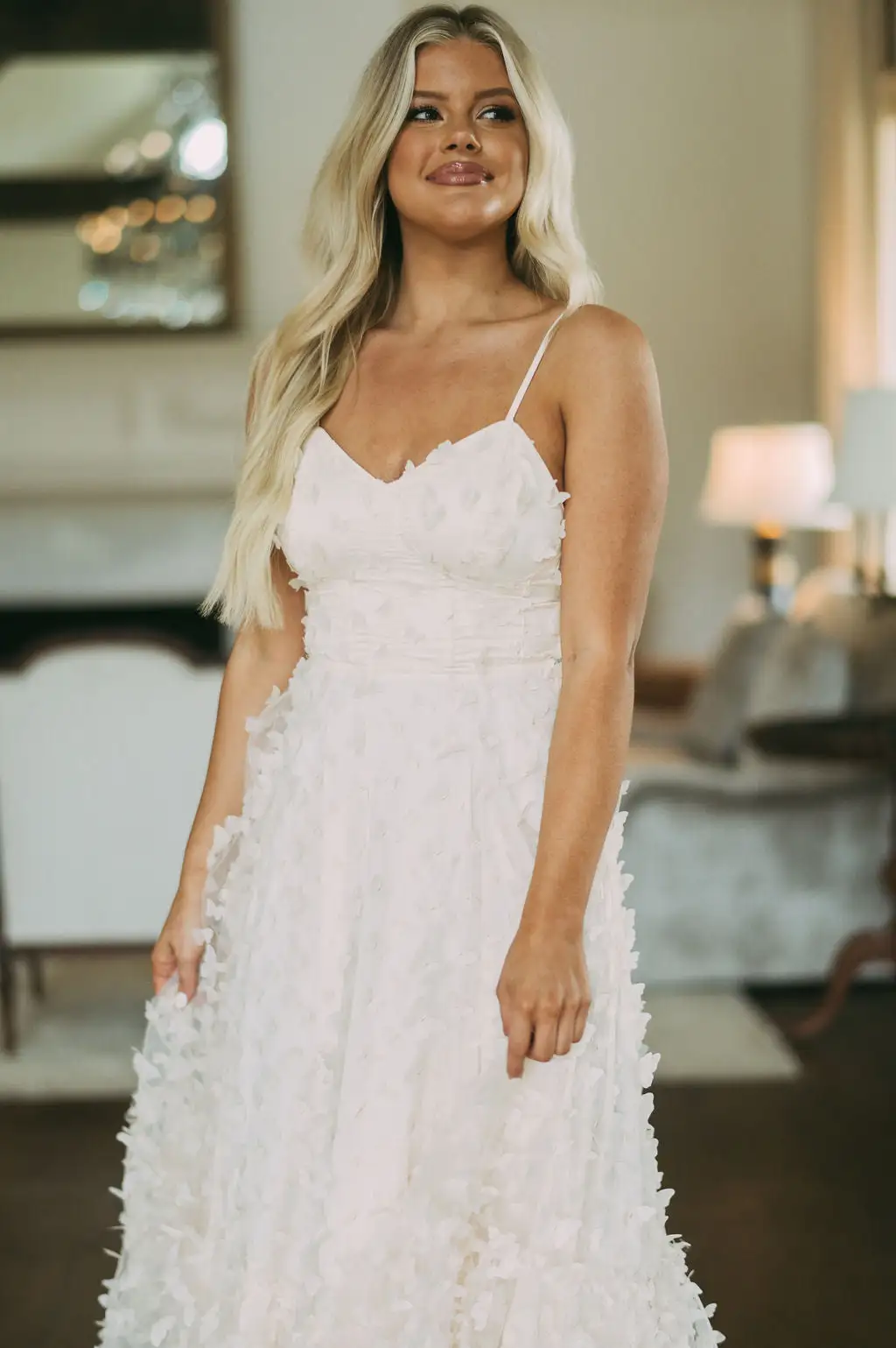 Butterfly Mesh Maxi Dress-Cream 8 Butterfly Mesh Maxi Dress-Cream - Image 6