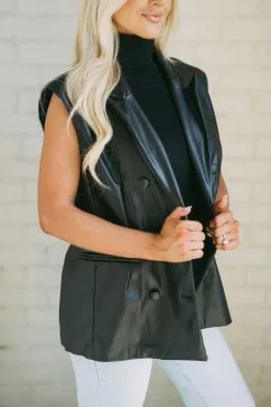 Shoulder Padded Leather Vest- Black -thesethreeboutique Sales Shop DSC 0396 76c81d38 1263 48f0 b3aa d4e53a936737
