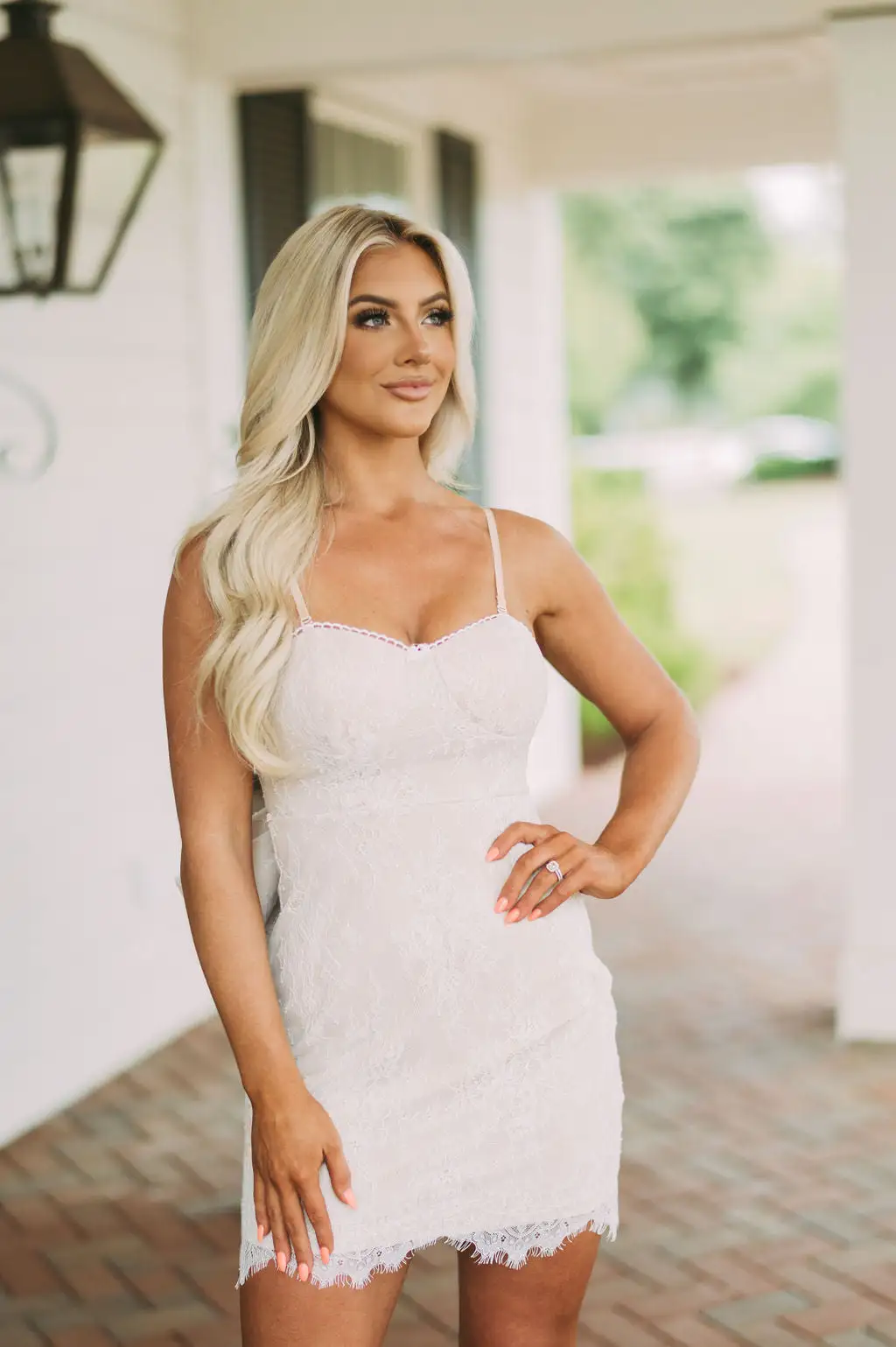 Bow Statement Lace Dress-White 3 Bow Statement Lace Dress-White