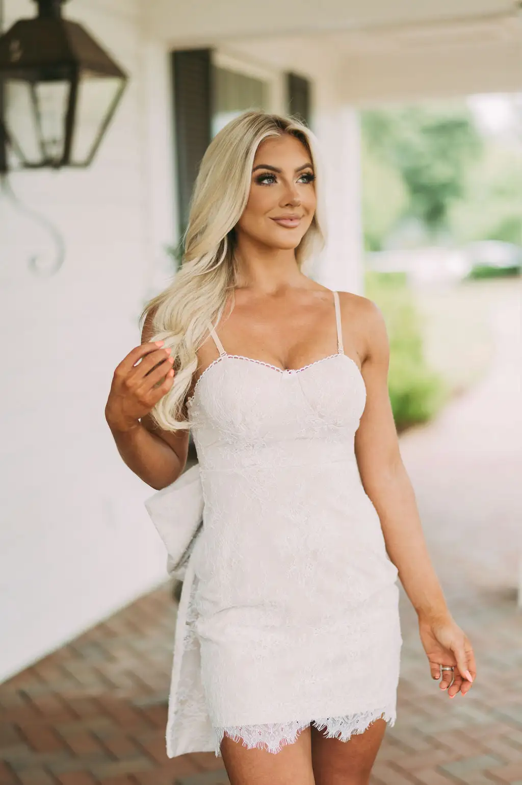 Bow Statement Lace Dress-White 8 Bow Statement Lace Dress-White - Image 6