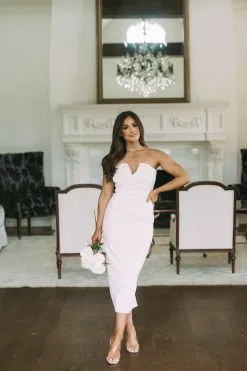 Florence Fitted Midi Dress- White