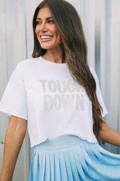 Rhinestone Touchdown Tee-White