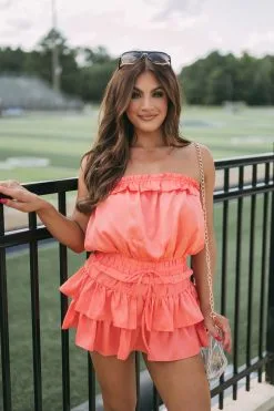 Strapless Satin Flounce Romper-Apricot -thesethreeboutique Sales Shop DSC 1411 ecce73a8 107d 4ff1 96e8 9e122b9dff06