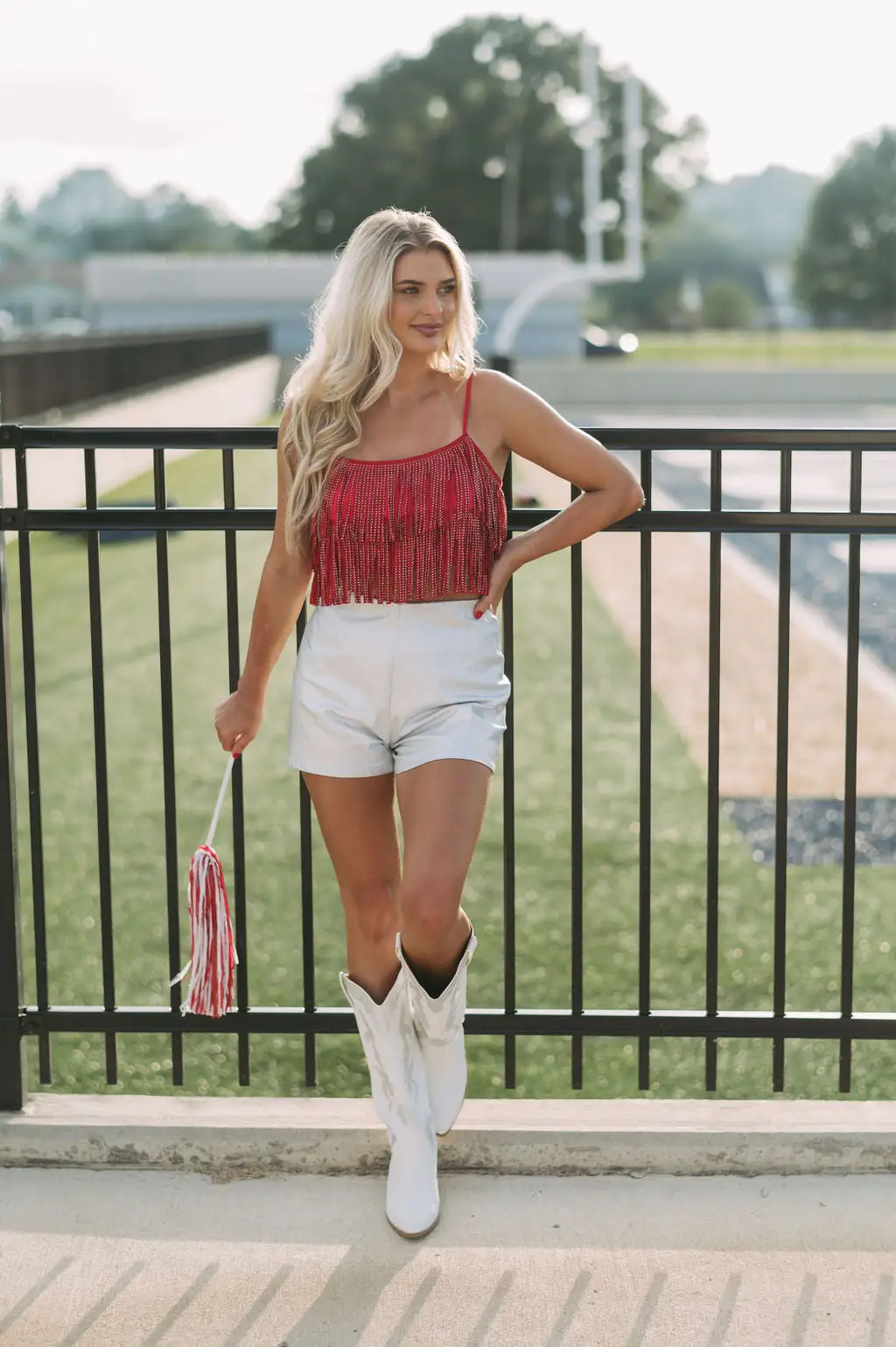 Rhinestone Fringe Top- Red 4 Rhinestone Fringe Top- Red - Image 2