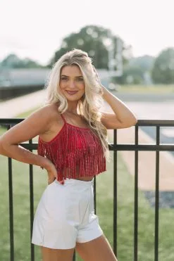 Rhinestone Fringe Top- Red 22 Rhinestone Fringe Top- Red -thesethreeboutique Sales Shop DSC 1755 89fe675d be2e 4b2e a6e9 345d540ede3b