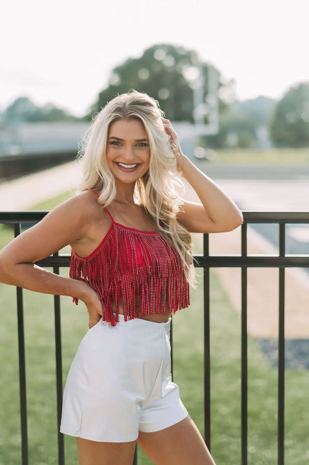 Rhinestone Fringe Top- Red 12 Rhinestone Fringe Top- Red - Image 10