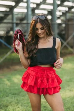 Rhinestone Open Back Top- Black