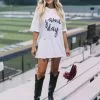 Distressed Oversized Gameday Tee