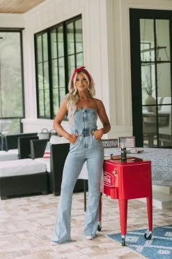 Jessie Flared Denim Jumpsuit