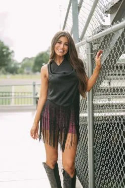 Rodeo Babe Fringe Top- Black