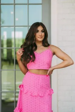 Summertime Eyelet Maxi Skirt Set-Hot Pink -thesethreeboutique Sales Shop DSC 3366 ca27ac45 fbd2 48a6 9904 09830818ac86