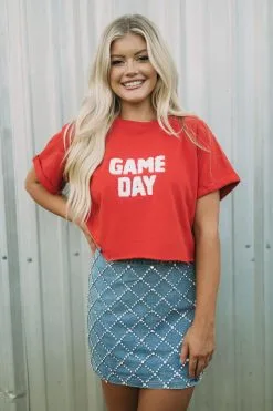 "Game Day" Patch Top- Rust