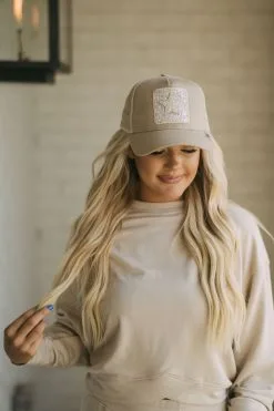 Embellished Trucker Hat-Beige -thesethreeboutique Sales Shop DSC 3387 0e456cf9 6aa2 4180 8d5e 370ff917a93a