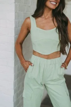 Denim Corset Top- Light Green -thesethreeboutique Sales Shop DSC 3520 1e031952 cf3f 41ca 8f51 25eb8edfbb89