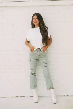 Short Sleeve Cable Knit Sweater-White