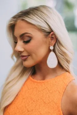 Teardrop Woven Earrings- Ivory