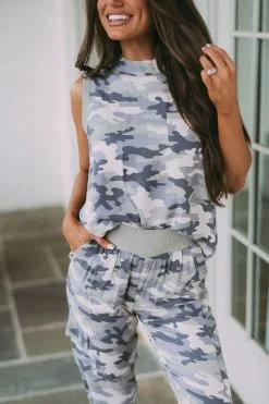 Camo Printed Sleeveless Top