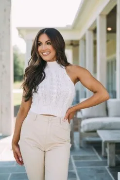 Mock Neck Cable Knit Sweater- White -thesethreeboutique Sales Shop DSC 4152 f5dd9772 575e 405a 9b83 2aa60bfac2b0