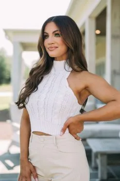 Mock Neck Cable Knit Sweater- White -thesethreeboutique Sales Shop DSC 4157 47e6250f c7e7 46ba 882f f5e91c4b7ea2