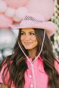 Miranda Straw Cowgirl Hat- Pink