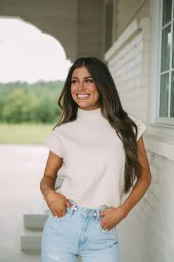 Stephanie Cable Knit Sweater- Light Beige