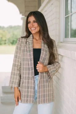 Plaid Oversized Blazer- Taupe Mix -thesethreeboutique Sales Shop DSC 4852 22812862 21b8 43f3 92d3 07e26ded0000