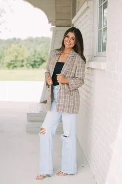 Plaid Oversized Blazer- Taupe Mix -thesethreeboutique Sales Shop DSC 4859 f1b7c7e6 480c 4664 91bc 691a336c4286