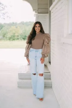 Statement Sleeve Ribbed Top- Mocha -thesethreeboutique Sales Shop DSC 4975 36a86ed8 8e6c 478a 9c1d b07e6fe47e18
